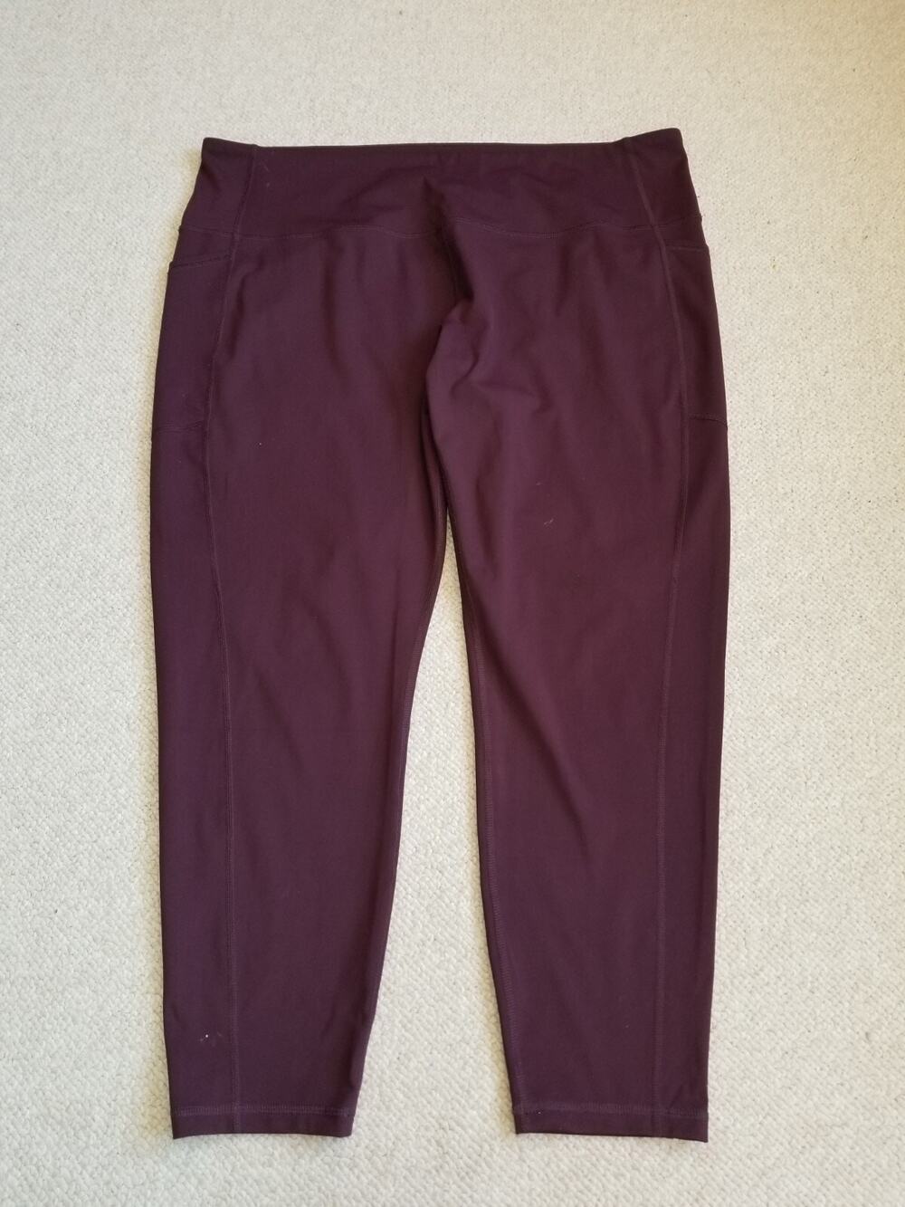 Womens Pants-RBX-burgundy stretch elastic waist pull on performance legging-3X